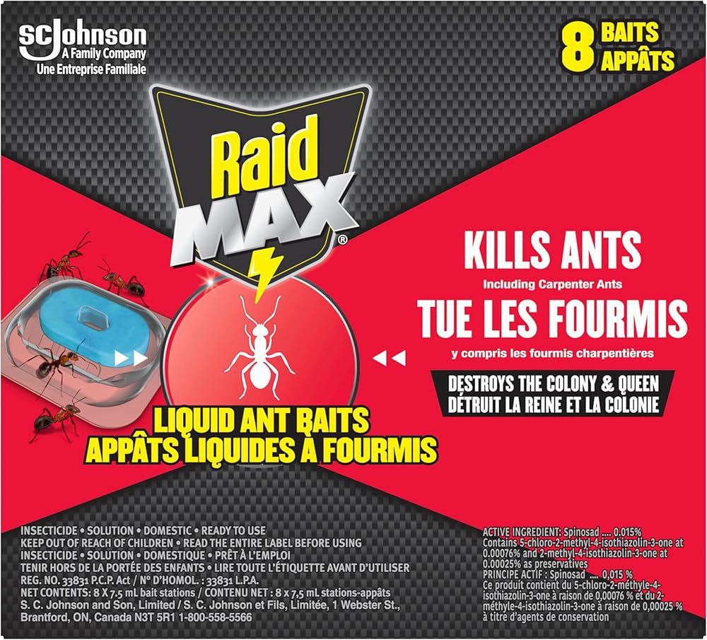 Raid Max Double Control Liquid Ant Killer Baits and Traps, Kills Ants Where They Breed, For Indoor Use, Child Resistant, 8 Ba